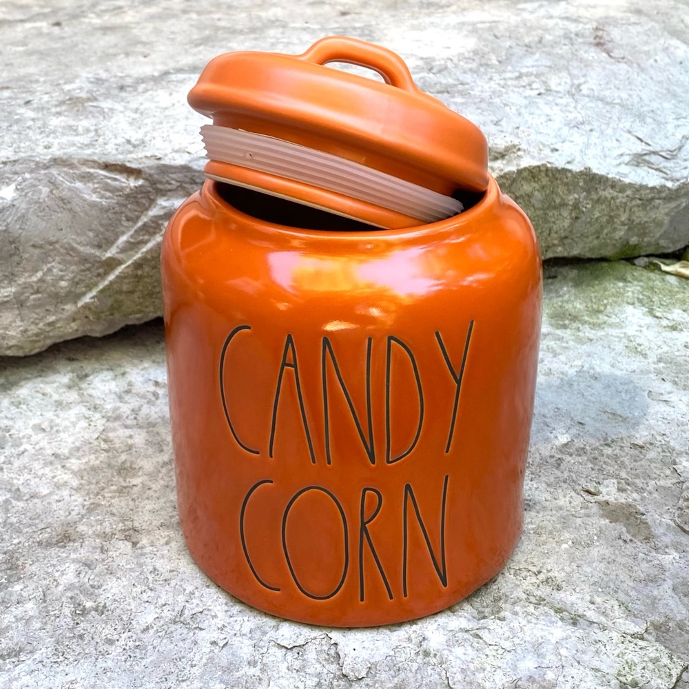 Rae Dunn CANDY CORN Orange Halloween Canister - Picture 4 of 6